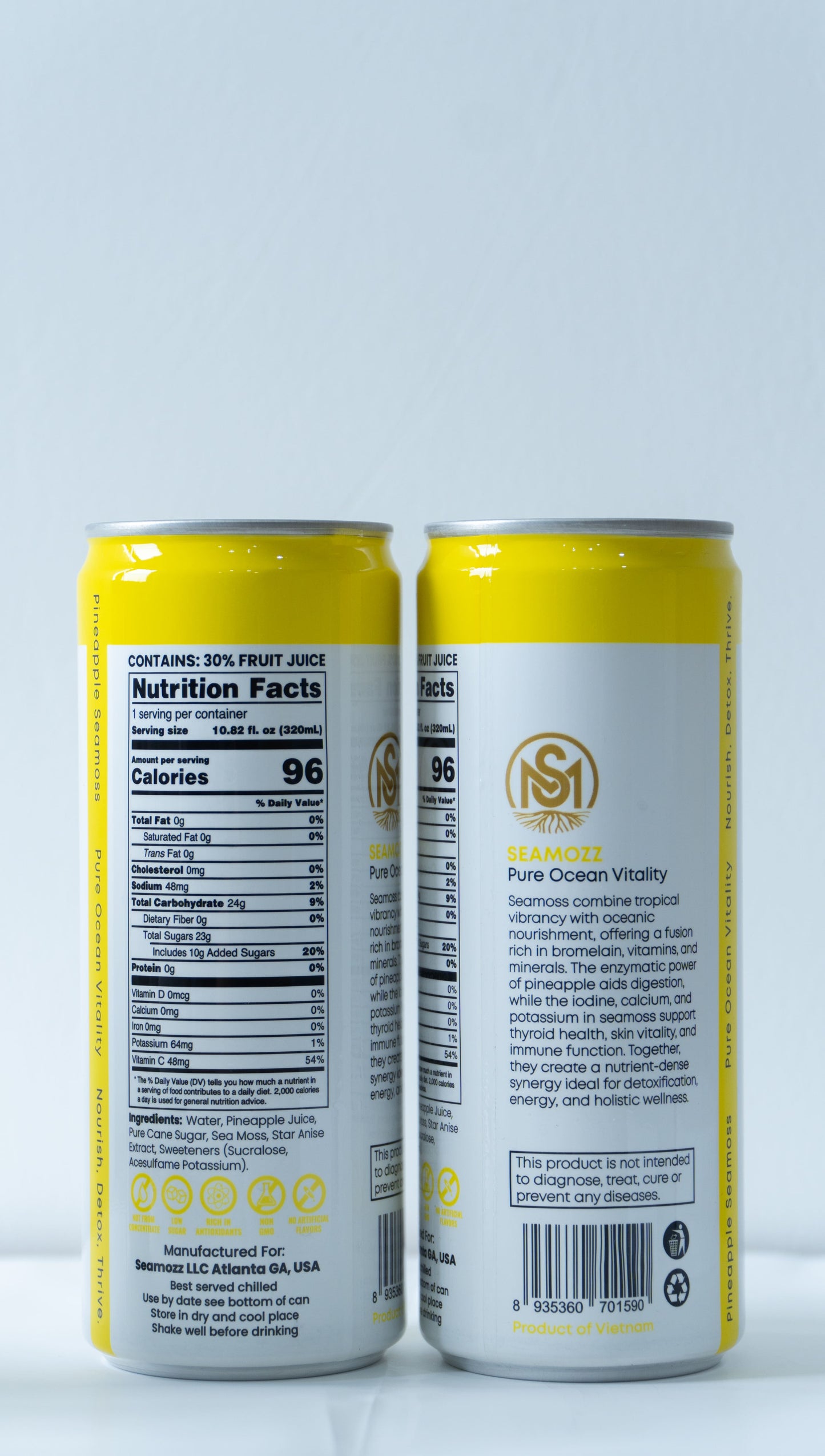 Pineapple Seamoss - Pure Ocean Vitality (12 Cans, 320 ml Each)