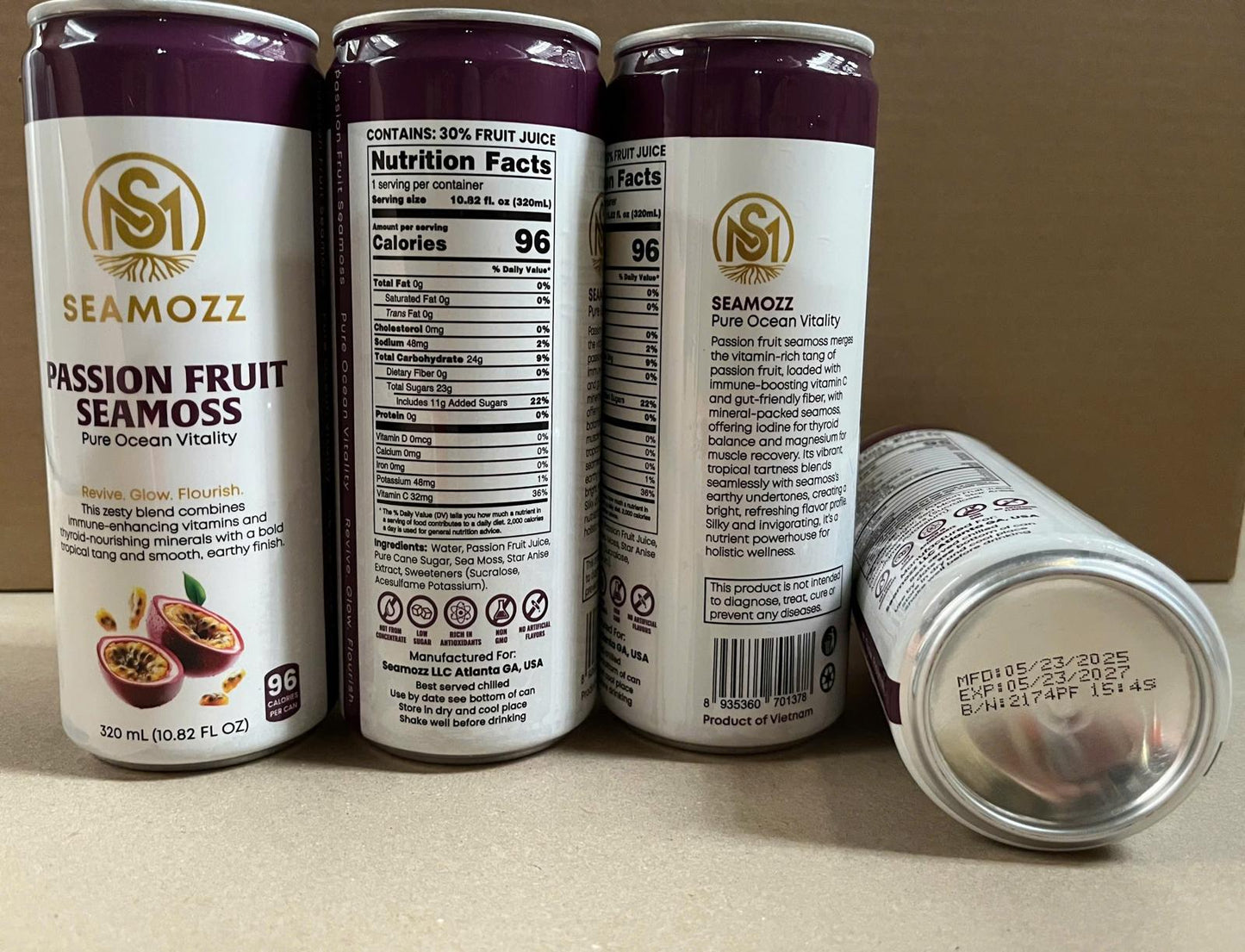 Passion Fruit Seamoss - Pure Ocean Vitality (12 Cans, 320 ml Each)