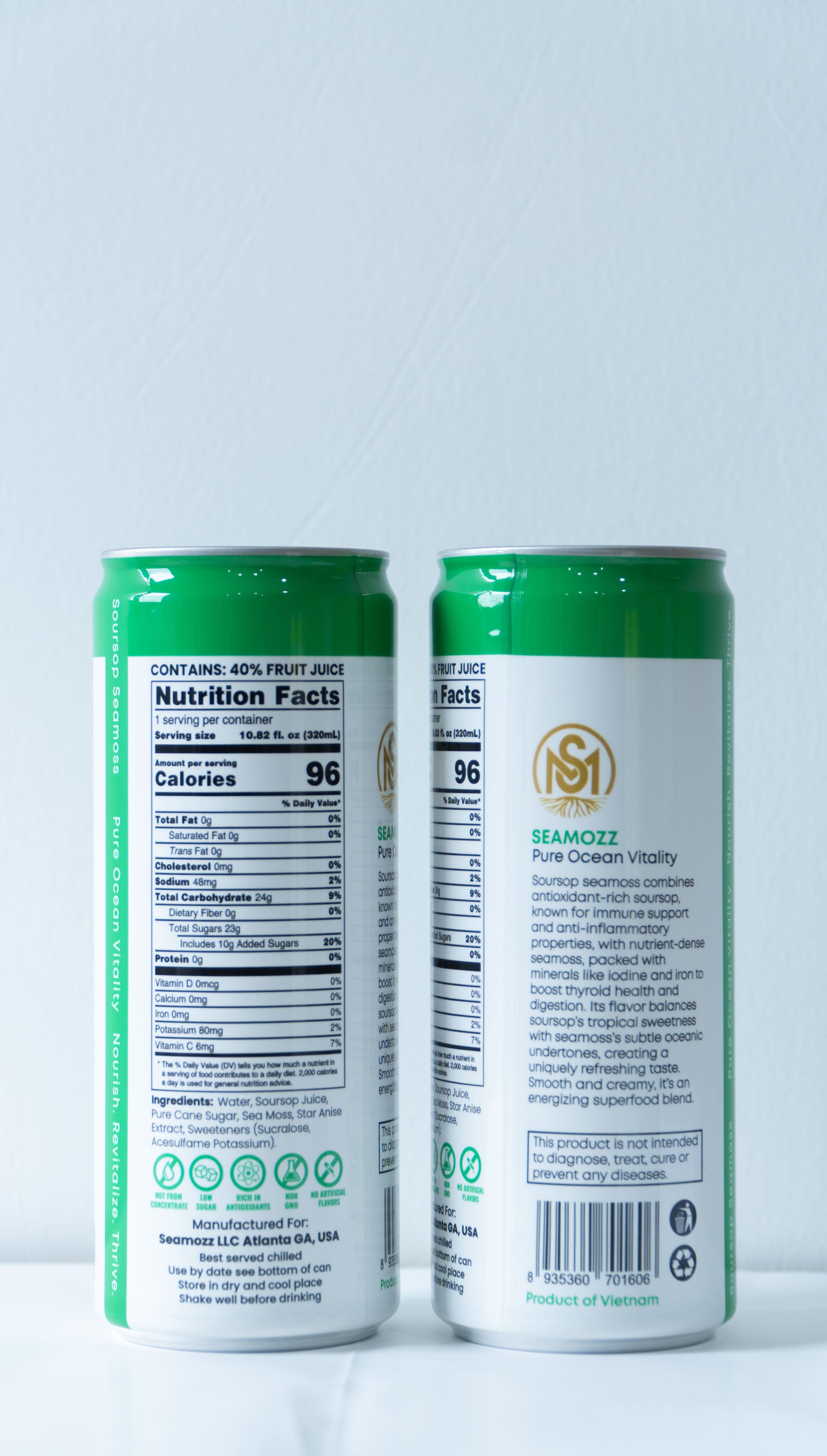 Soursop Seamoss - Pure Ocean Vitality (12 Cans, 320 ml Each)