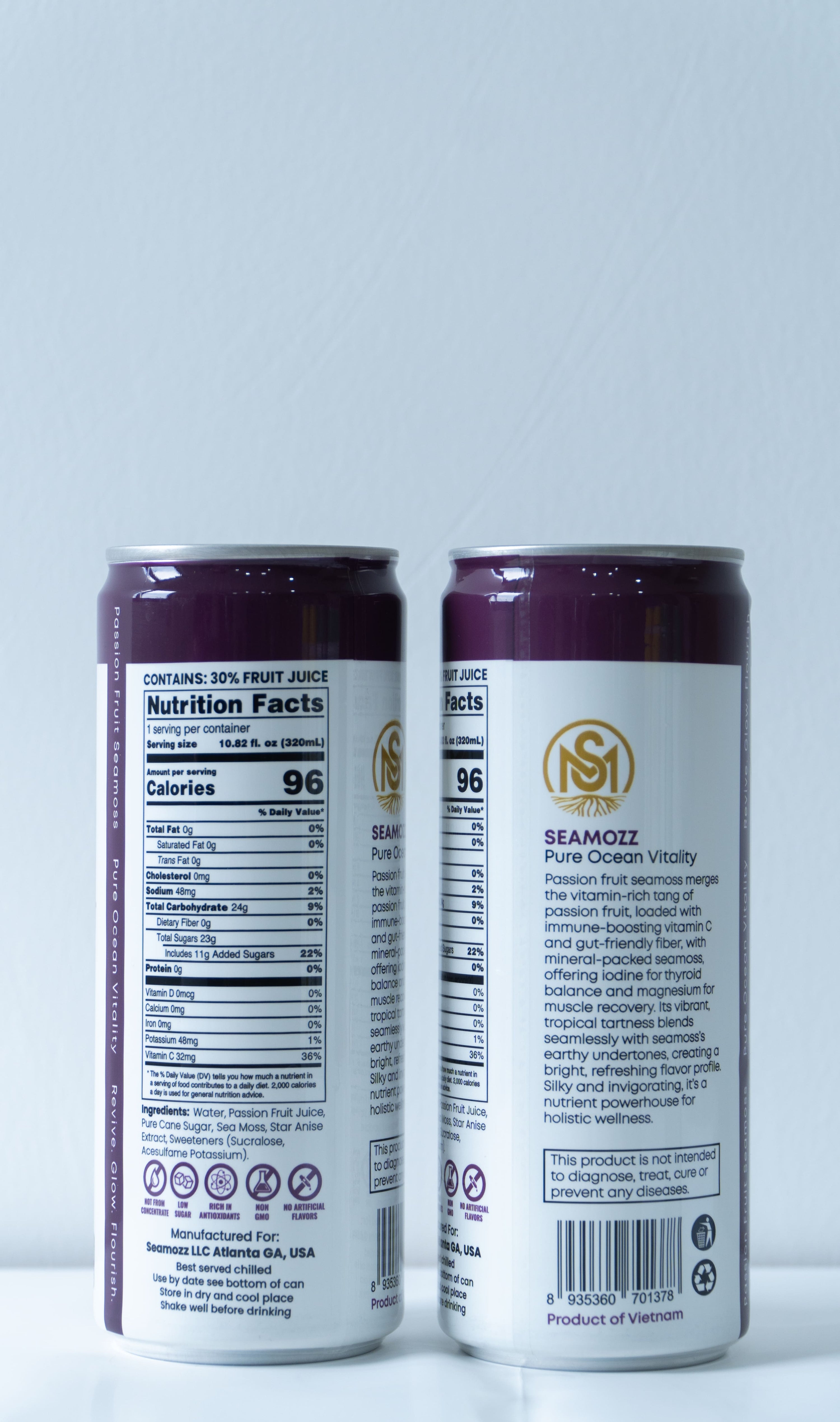 Passion Fruit Seamoss - Pure Ocean Vitality (12 Cans, 320 ml Each)